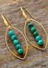 Boho Earrings, Dangle Earrings, Triple Blue Turquoise